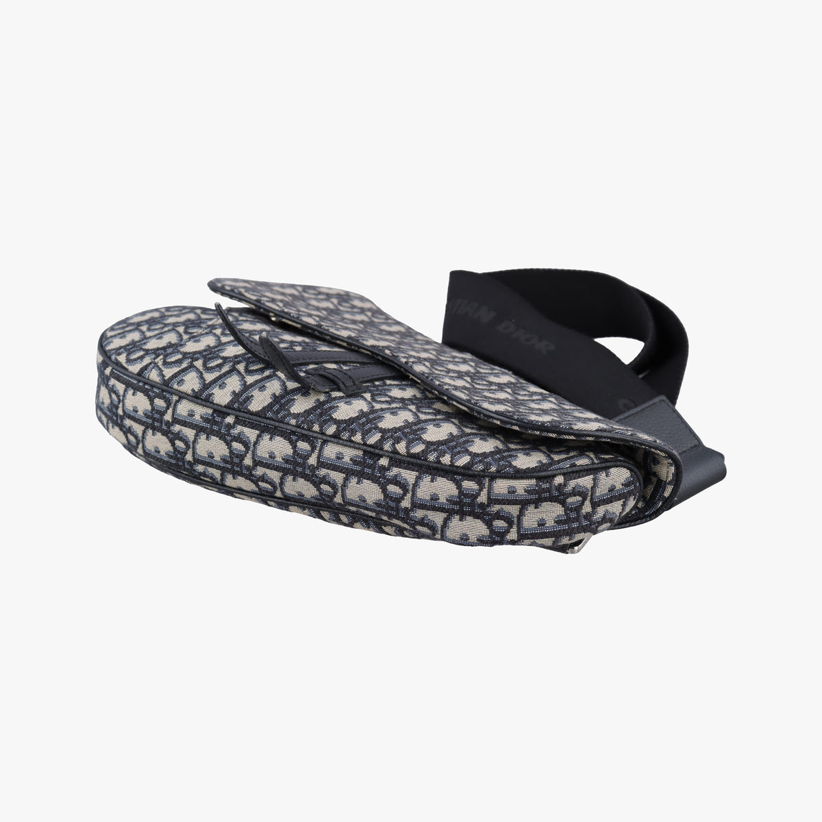 Pre-owned Christian Dior saddle Navy Jacquard×Leather  bum bag/waist bag | stylenewstar