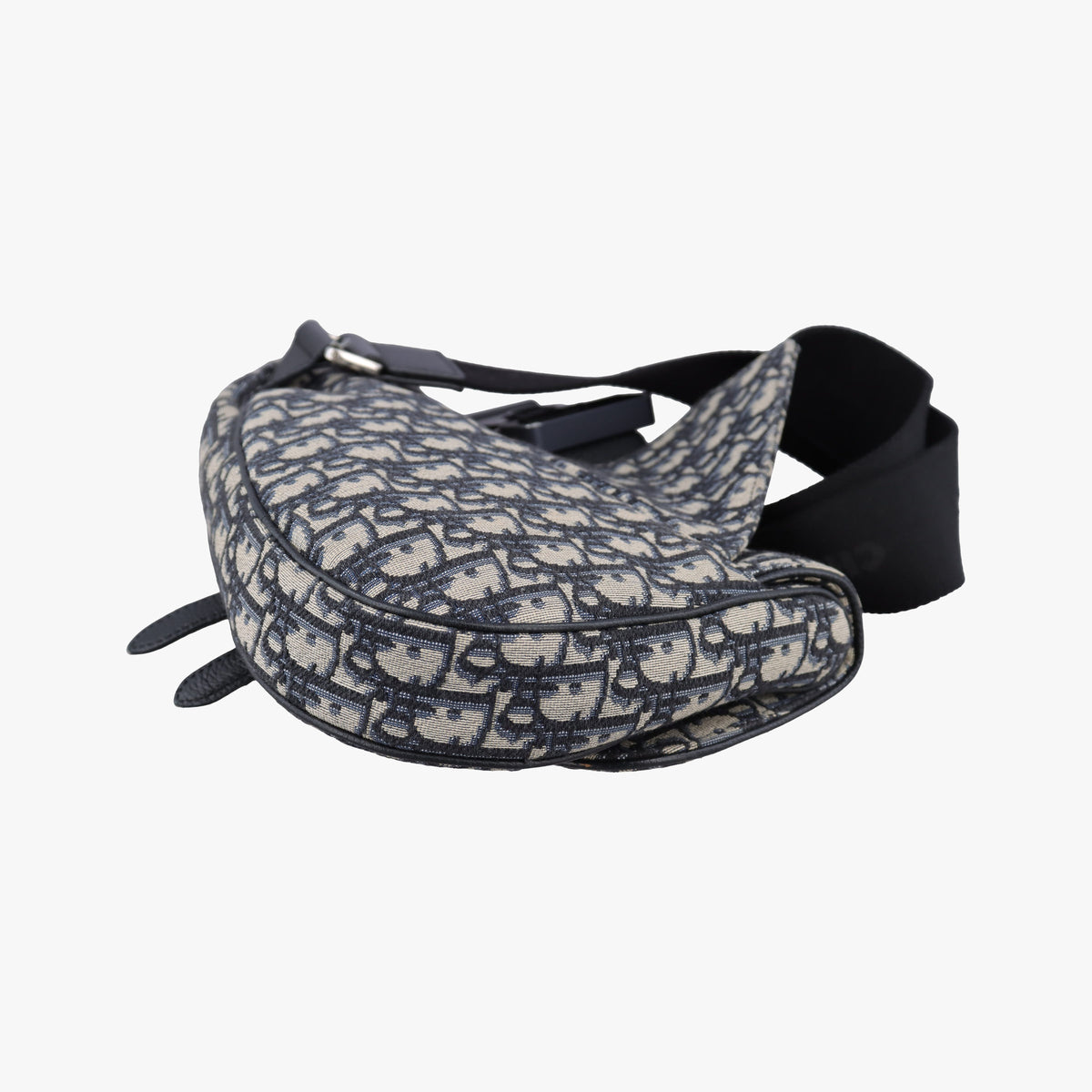 Pre-owned Christian Dior saddle Navy Jacquard×Leather  bum bag/waist bag | stylenewstar