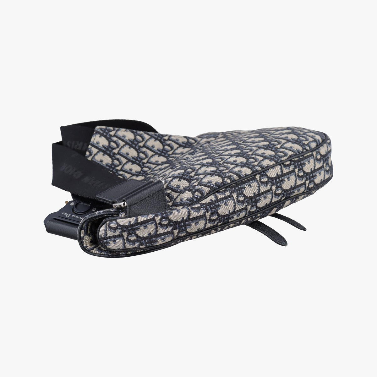 Pre-owned Christian Dior saddle Navy Jacquard×Leather  bum bag/waist bag | stylenewstar