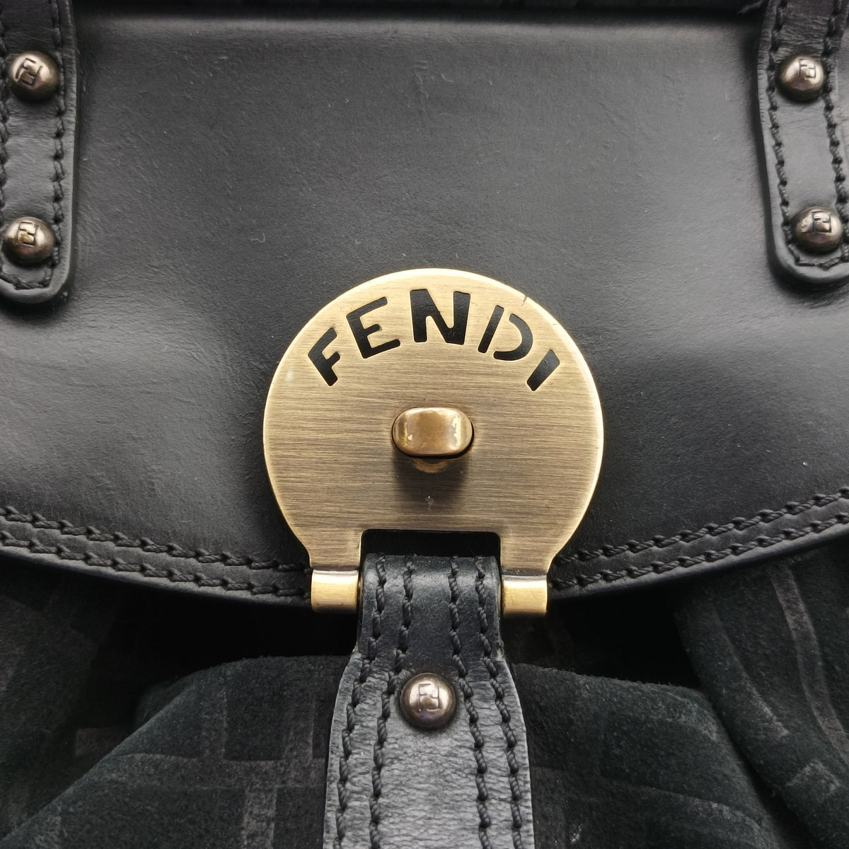 Secondhand Fendi Zucca Borse Magic Black Suede × Leather 8BN143 handbag | stylenewstar