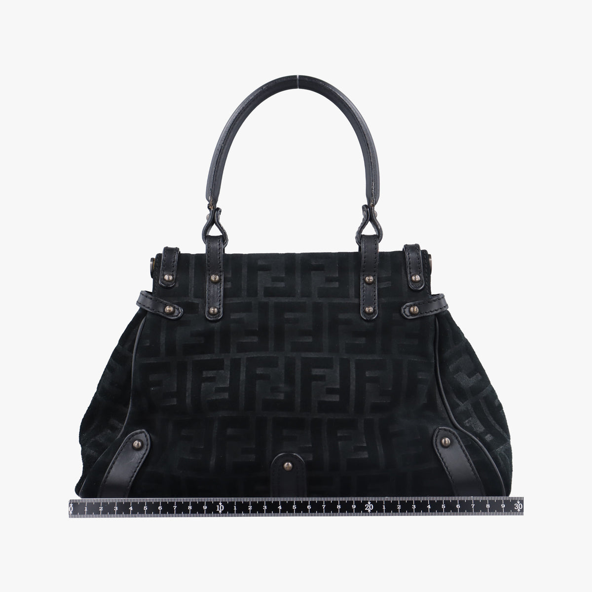 Secondhand Fendi Zucca Borse Magic Black Suede × Leather 8BN143 handbag | stylenewstar