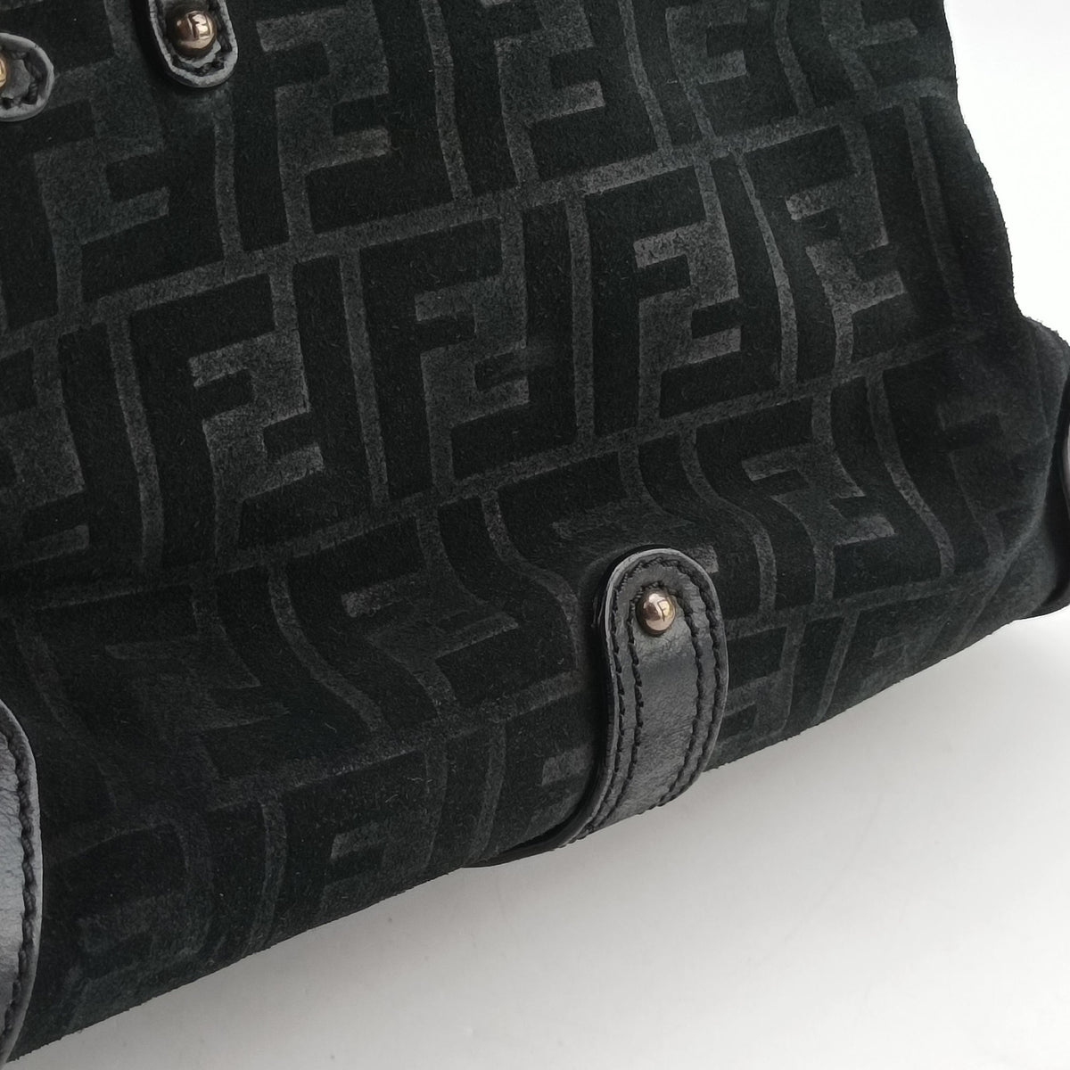 Secondhand Fendi Zucca Borse Magic Black Suede × Leather 8BN143 handbag | stylenewstar