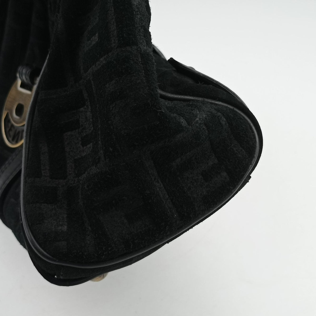 Secondhand Fendi Zucca Borse Magic Black Suede × Leather 8BN143 handbag | stylenewstar
