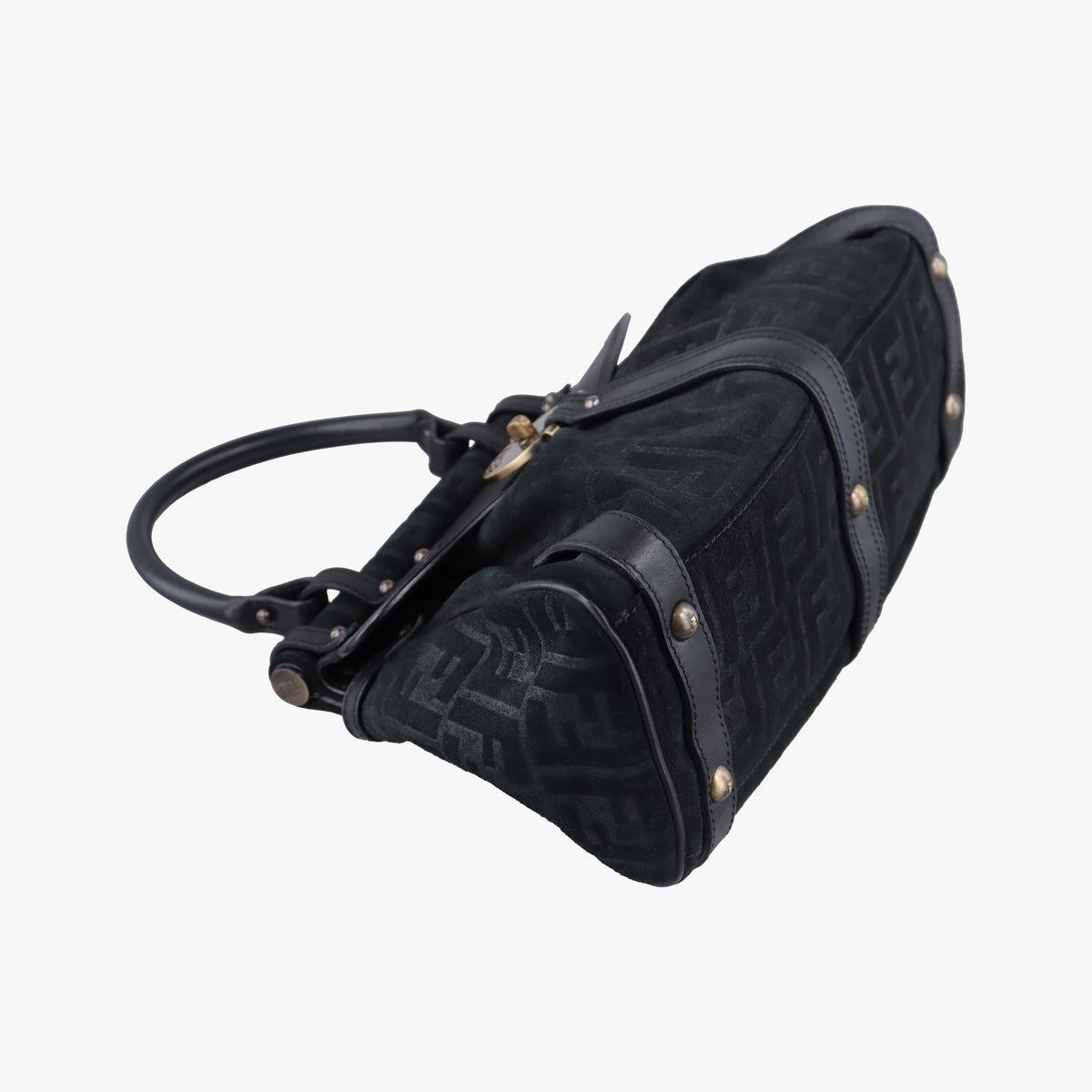 Secondhand Fendi Zucca Borse Magic Black Suede × Leather 8BN143 handbag | stylenewstar