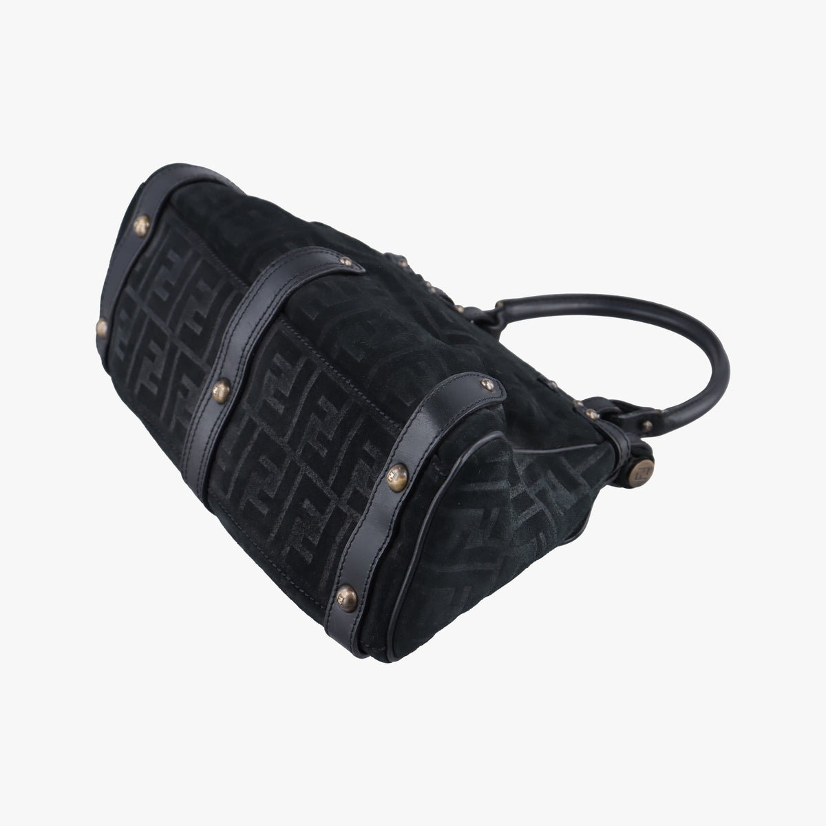 Secondhand Fendi Zucca Borse Magic Black Suede × Leather 8BN143 handbag | stylenewstar