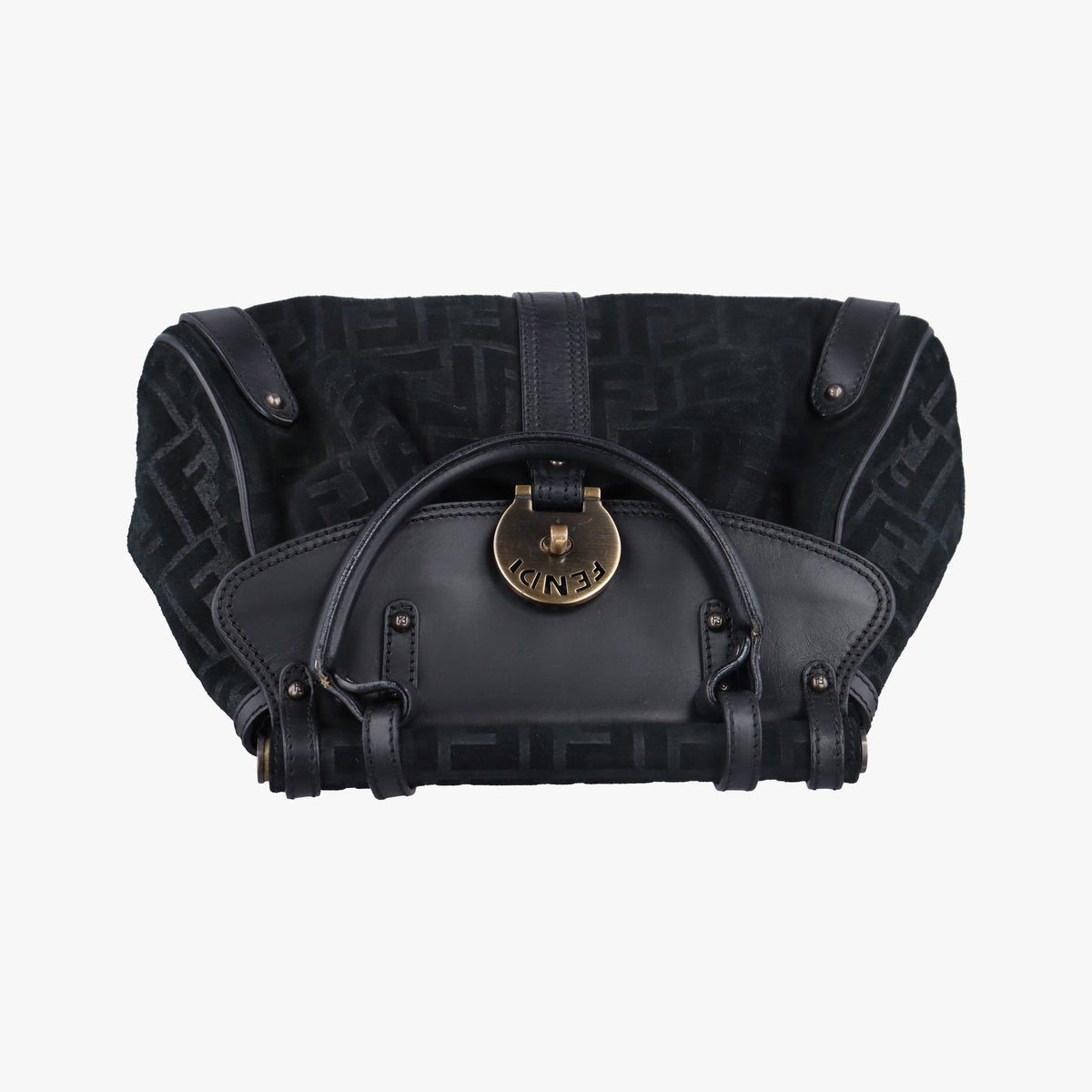 Secondhand Fendi Zucca Borse Magic Black Suede × Leather 8BN143 handbag | stylenewstar