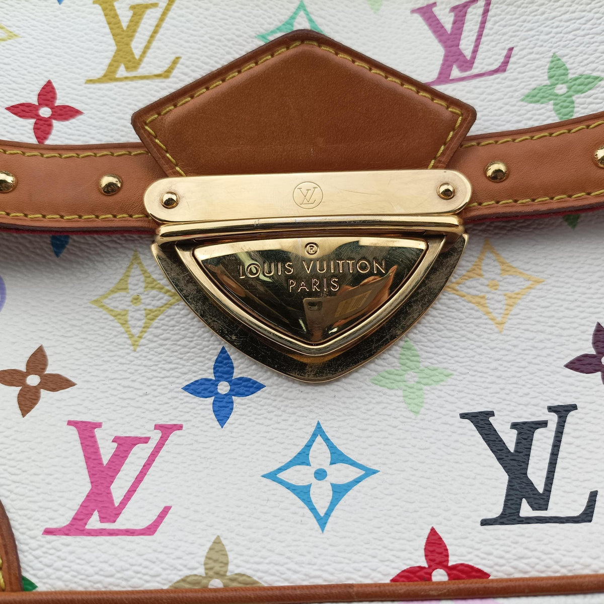 Pre-owned Louis Vuitton RITA white Monogram Multicolor M40125 shoulderbag | stylenewstar