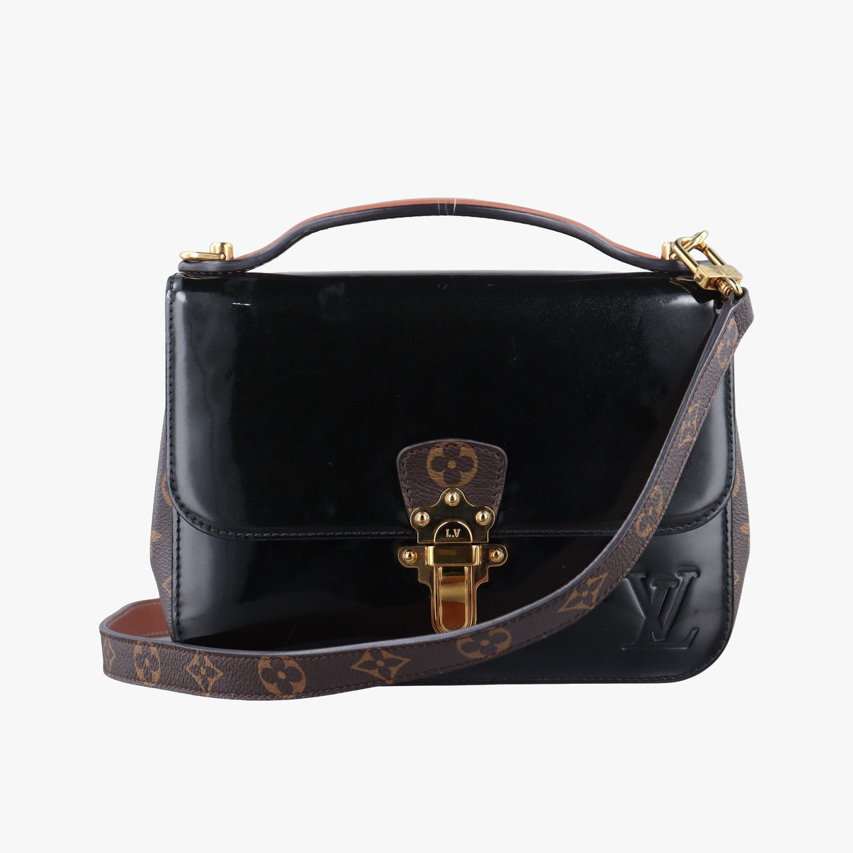 Pre-owned Louis Vuitton Cherrywood BB brown×black Vernis x PVC M51953 shoulderbag | stylenewstar